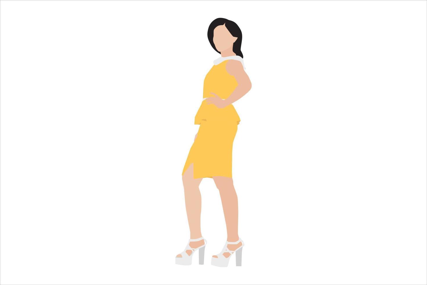 Vector illustration of elegant women posing on the sidewalk