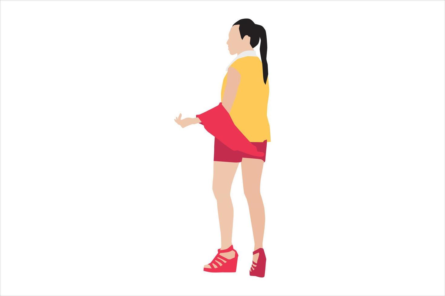 ilustración vectorial de mujeres casuales posando en la acera vector