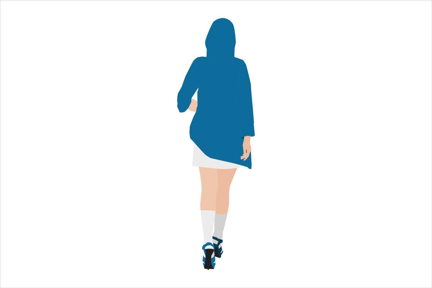 Vector illustration of fashionable women walking on the sidewalk