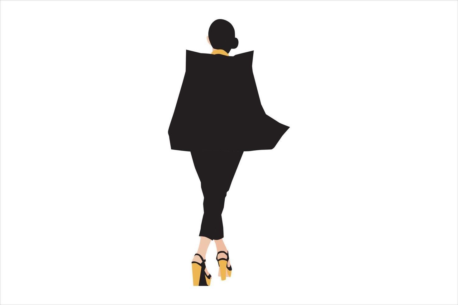 Vector illustration of fashionable women walking on the sidewalk