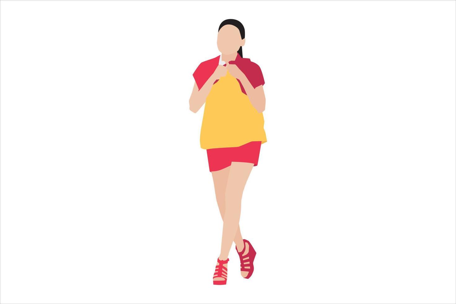 Vector illustration of casual women walking on the sidewalk