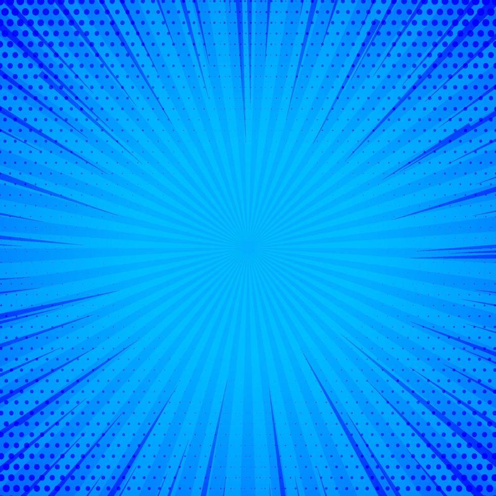 blue comic background with lines halftone vector