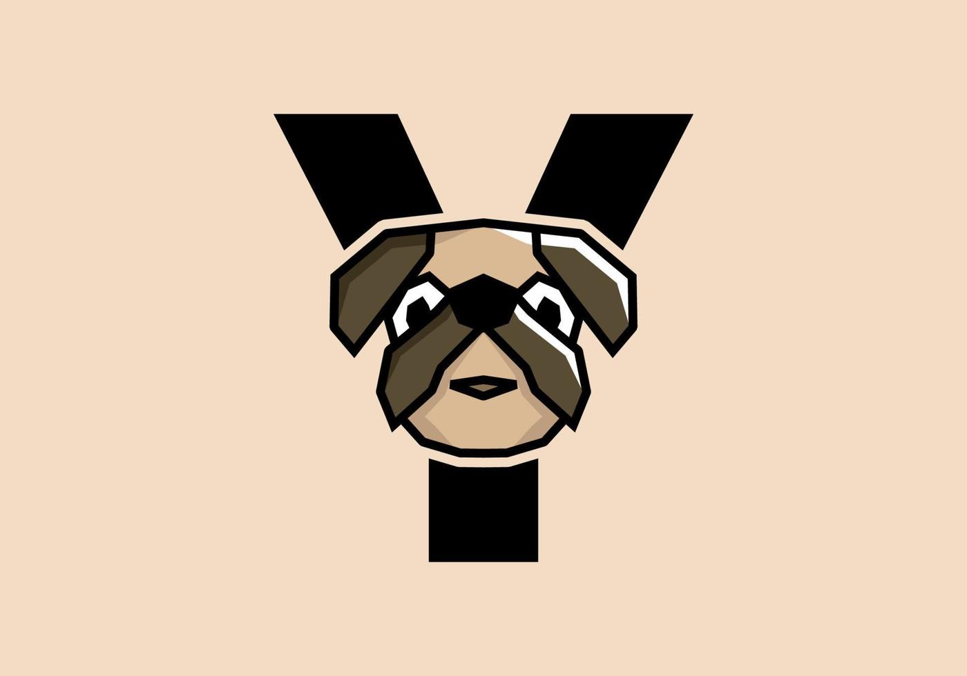 Y initial letter with cute doggy head vector