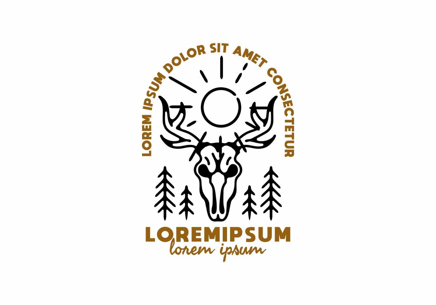 esqueleto de ciervo y sol con texto de lorem ipsum vector