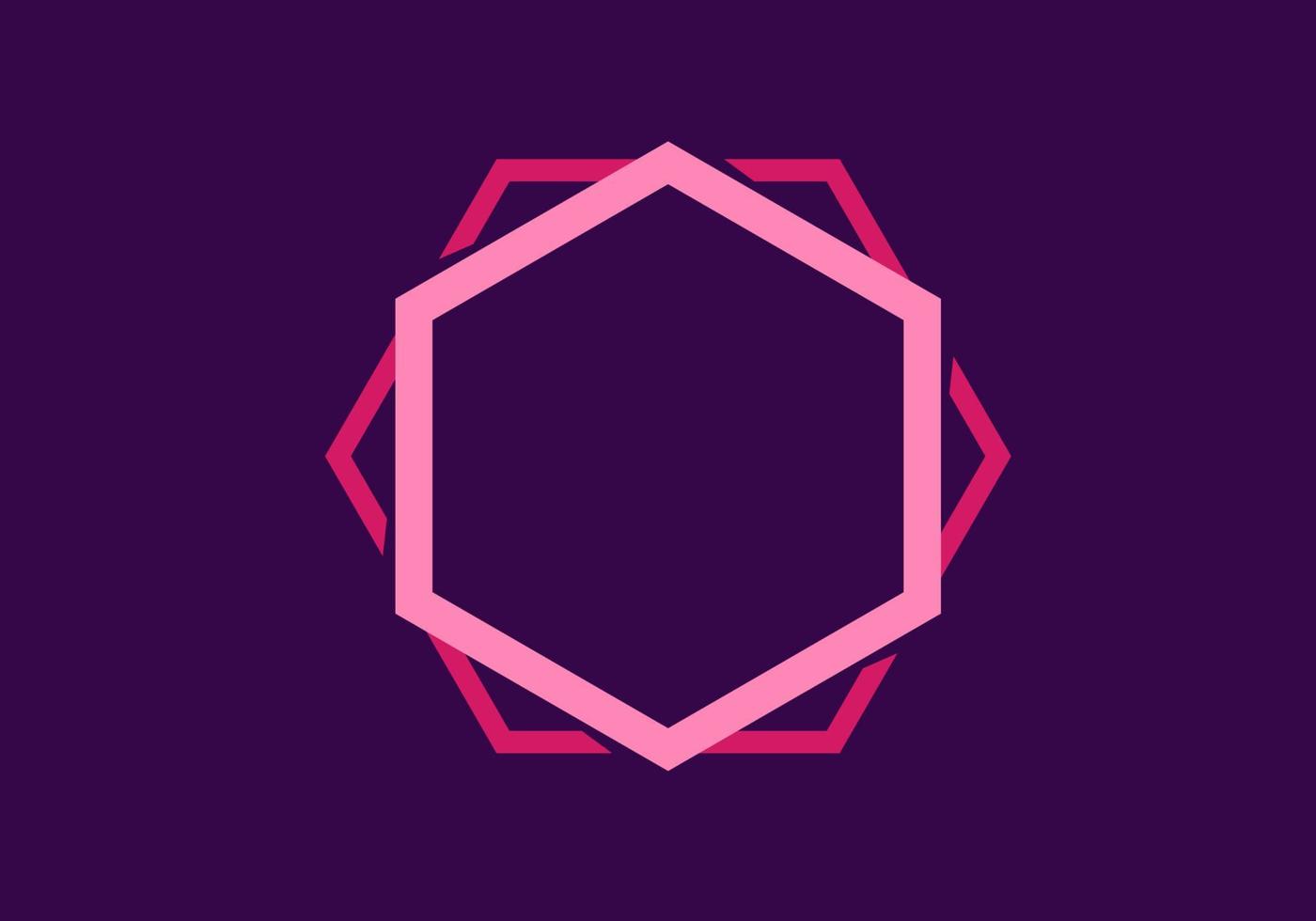 Double lines of hexagon shape in pink color vector