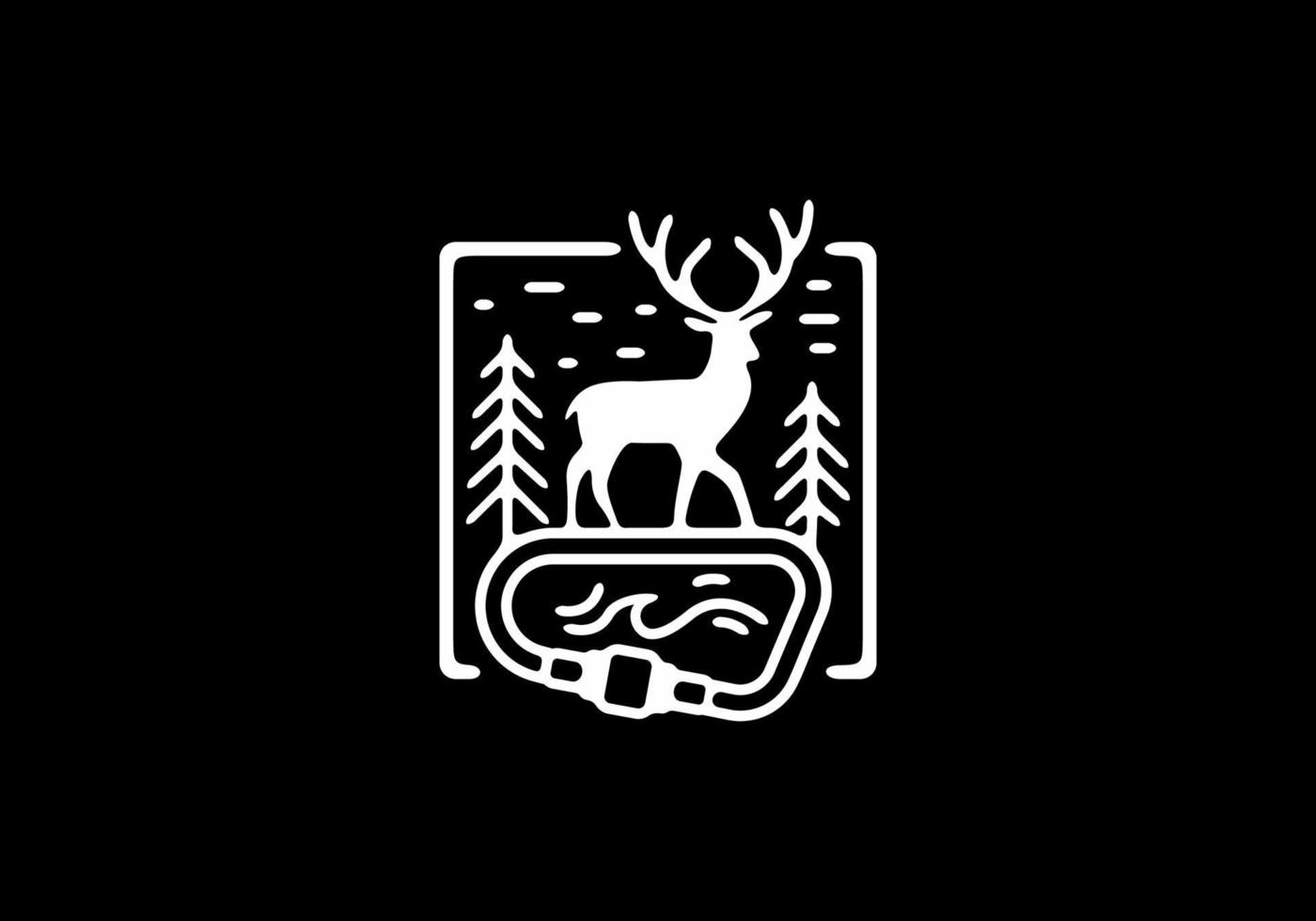 Deer and carabiner line art illustration tattoo vector