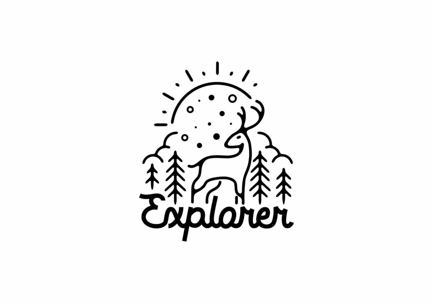 Deer explorer line art illustration vector