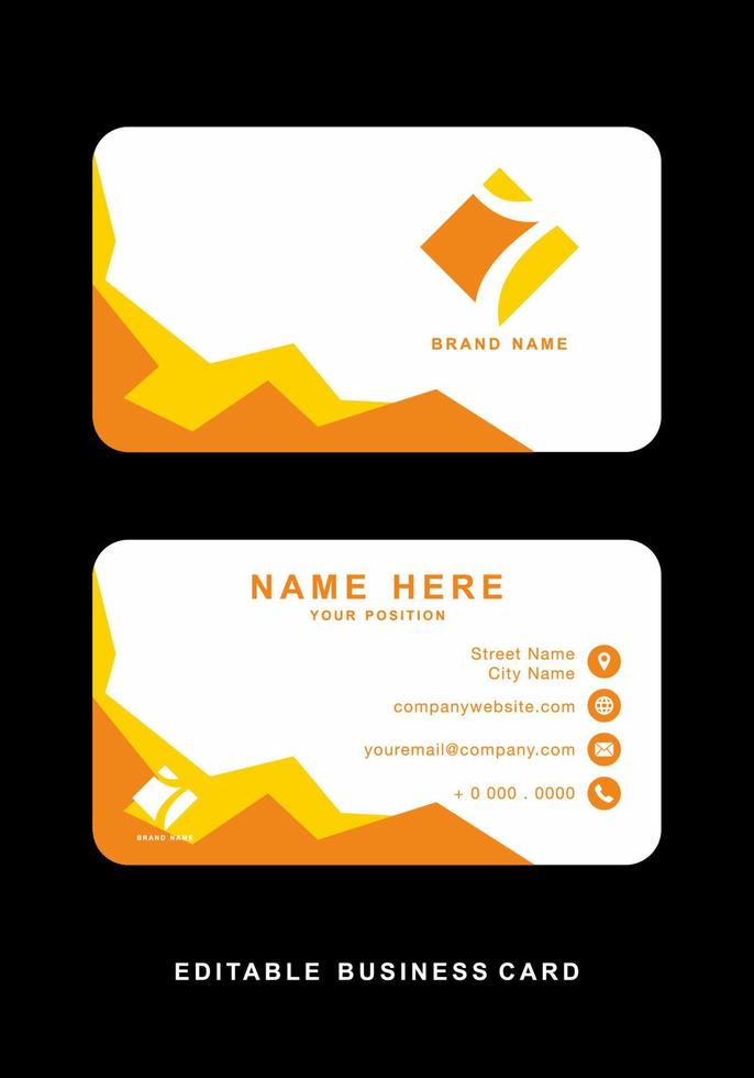 Editable yellow business card template vector