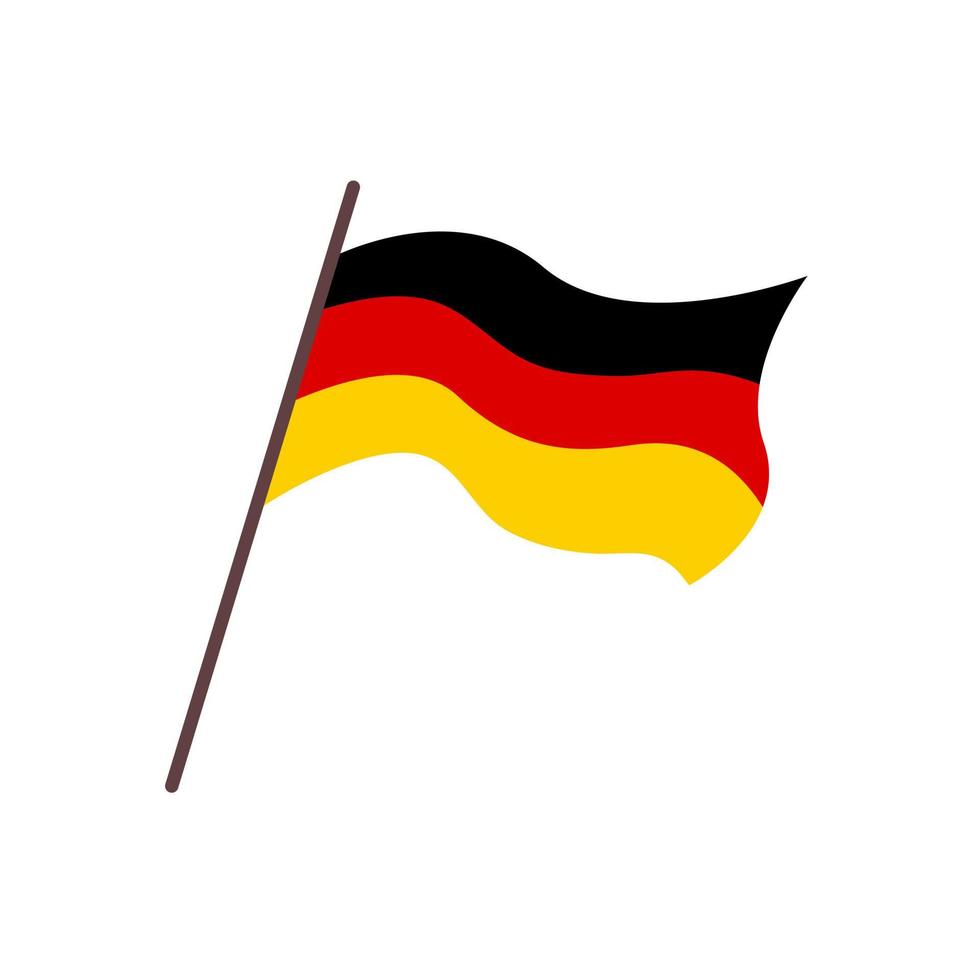 Waving flag of Germany country. Isolated german tricolor flag on white background. Vector flat illustration