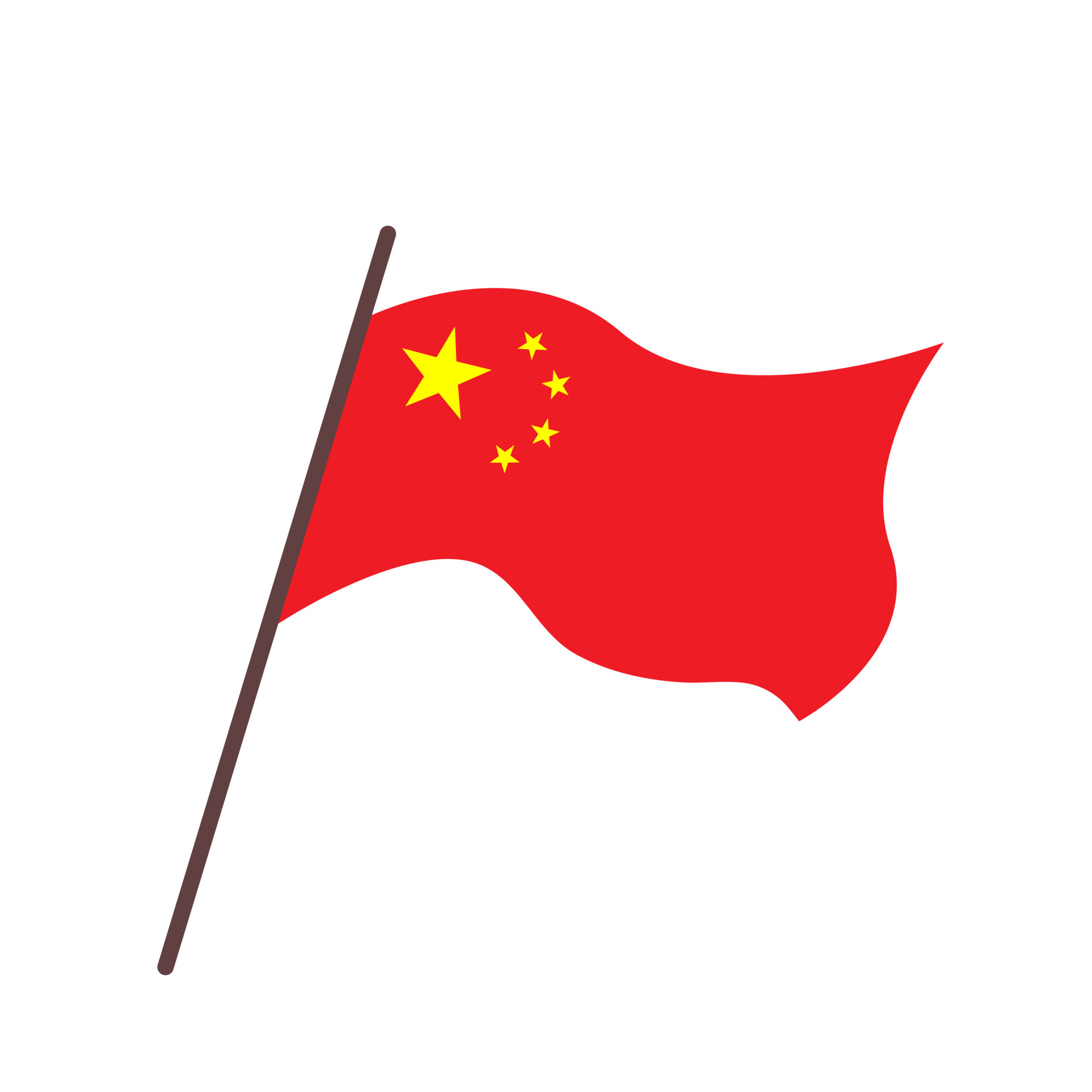 Waving flag of China, Peoples Republic of China, PRC. Isolated Chinese ...
