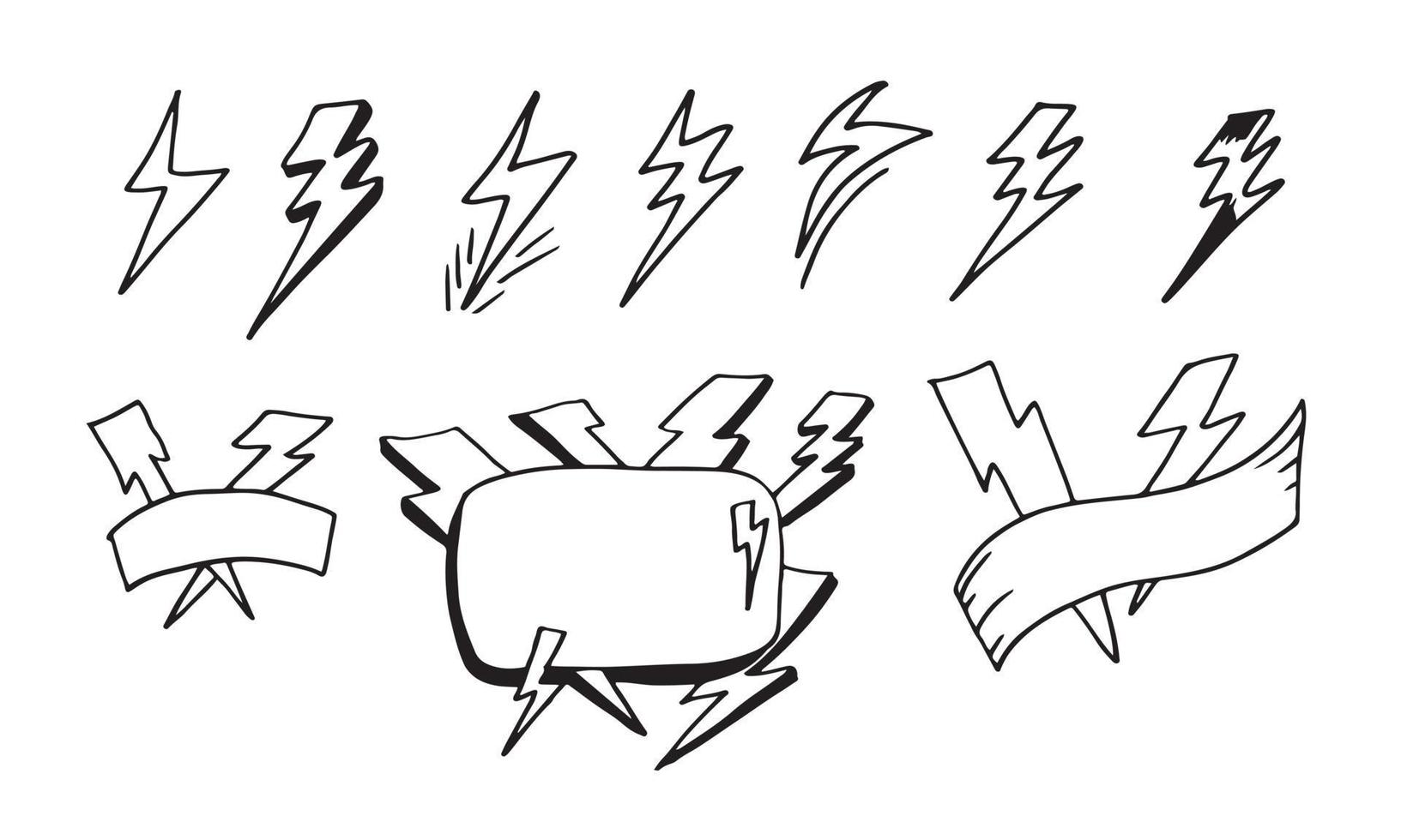 Set lightning bolt. Thunderbolt flat style.Thunder and Bolt Lighting Flash Icons Set on white background. vector