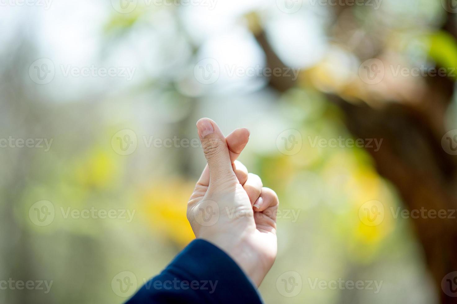 A hand that shows love to lovers on the day of love Love day With copy space photo