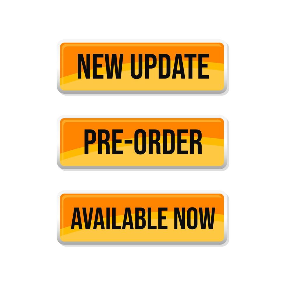 Pre order available now new update web buttons icon label design vector