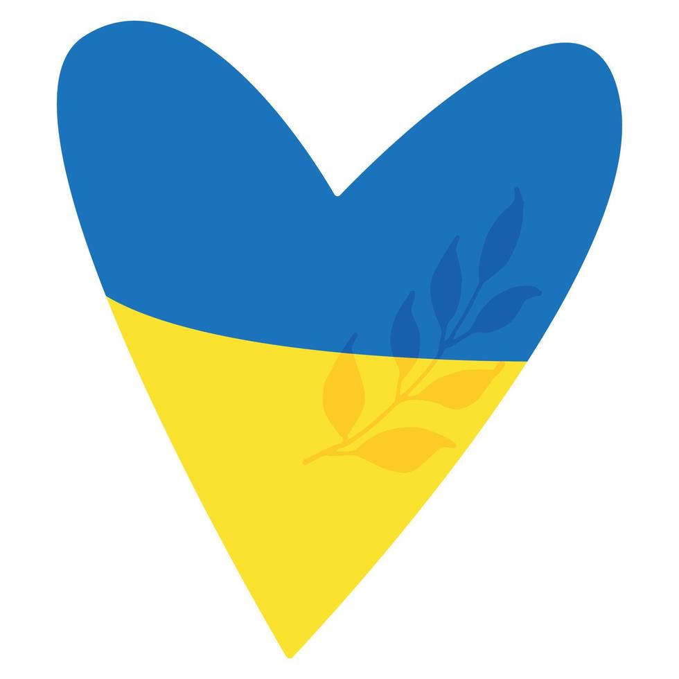 Ukrainian flag heart. Symbol of patriotism and love. Yellow blue icon element for design. Vector illustration isolated.