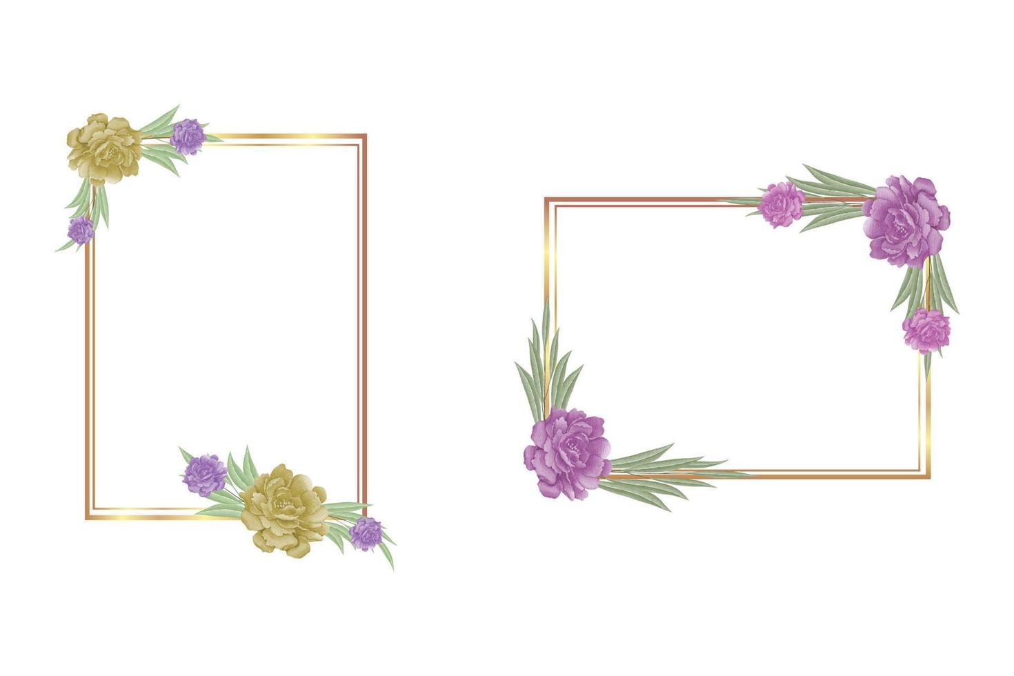 Watercolor Wedding frame with pink peony vector