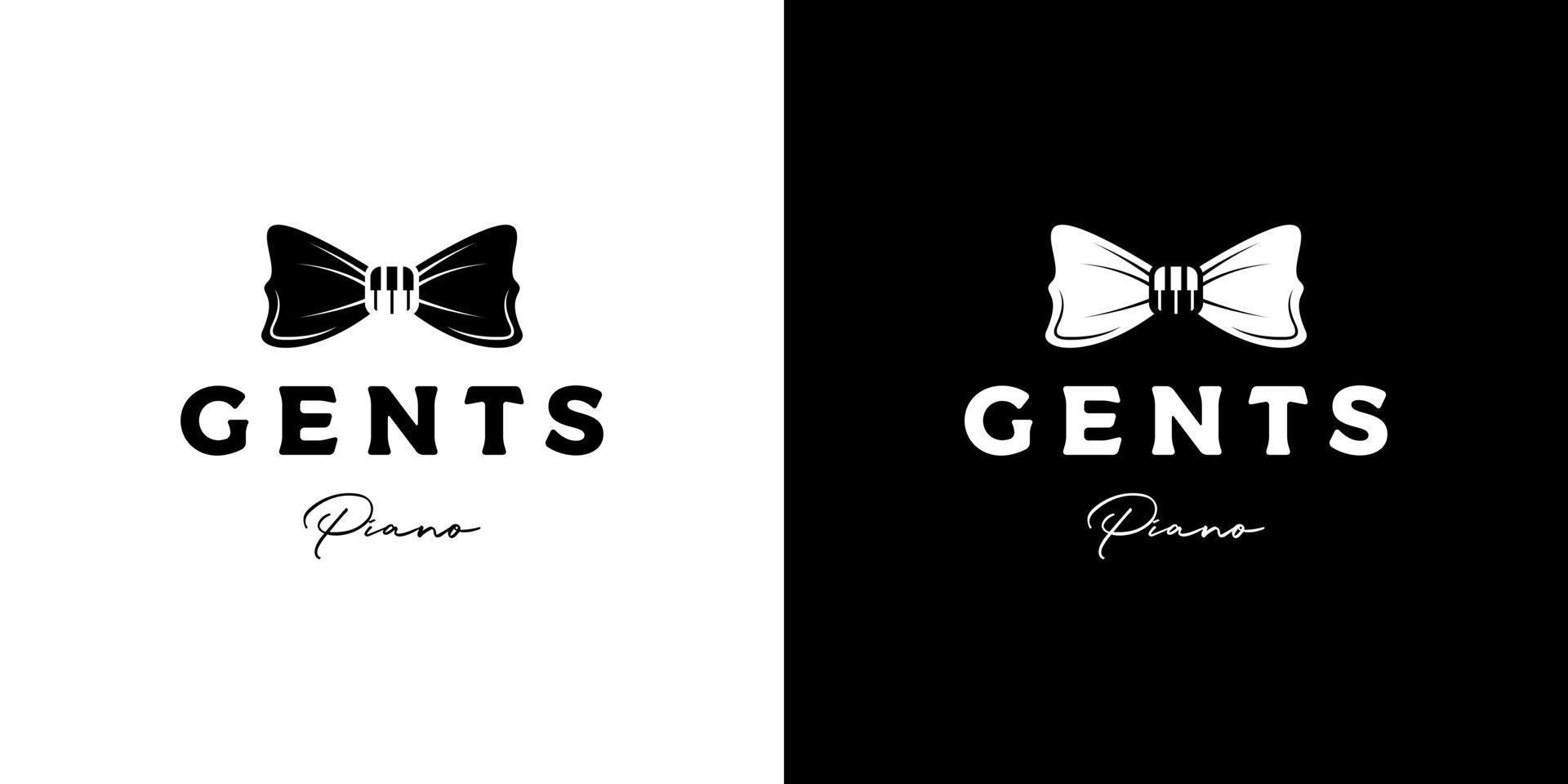 piano tuts and bow tie music logo design vector