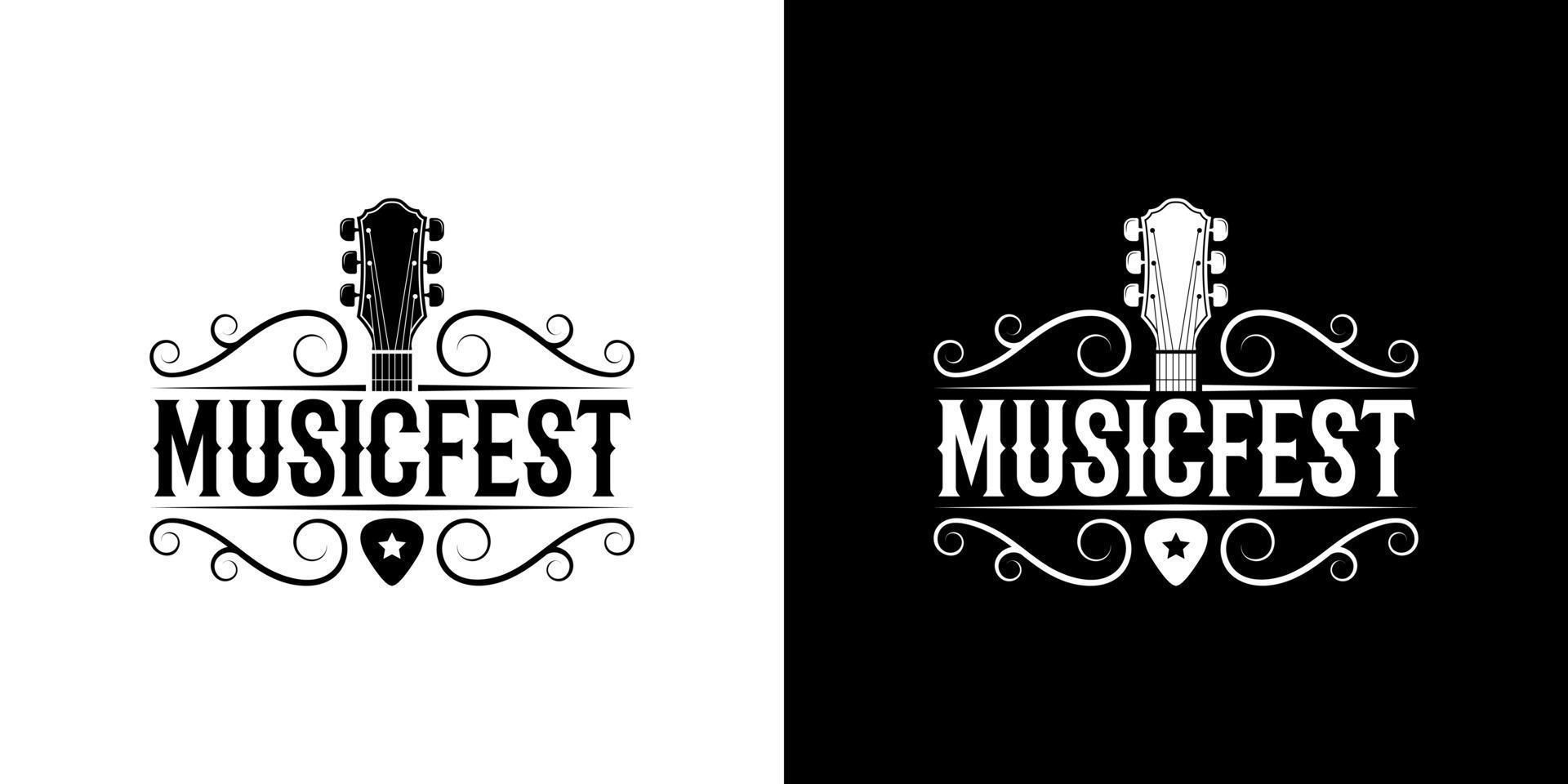 vintage retro Country western music logo design vector