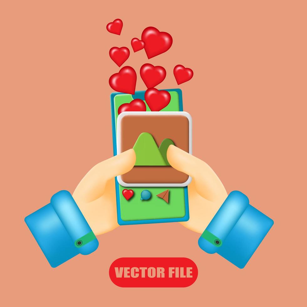 3D vector social media instagram post bomb like illustration