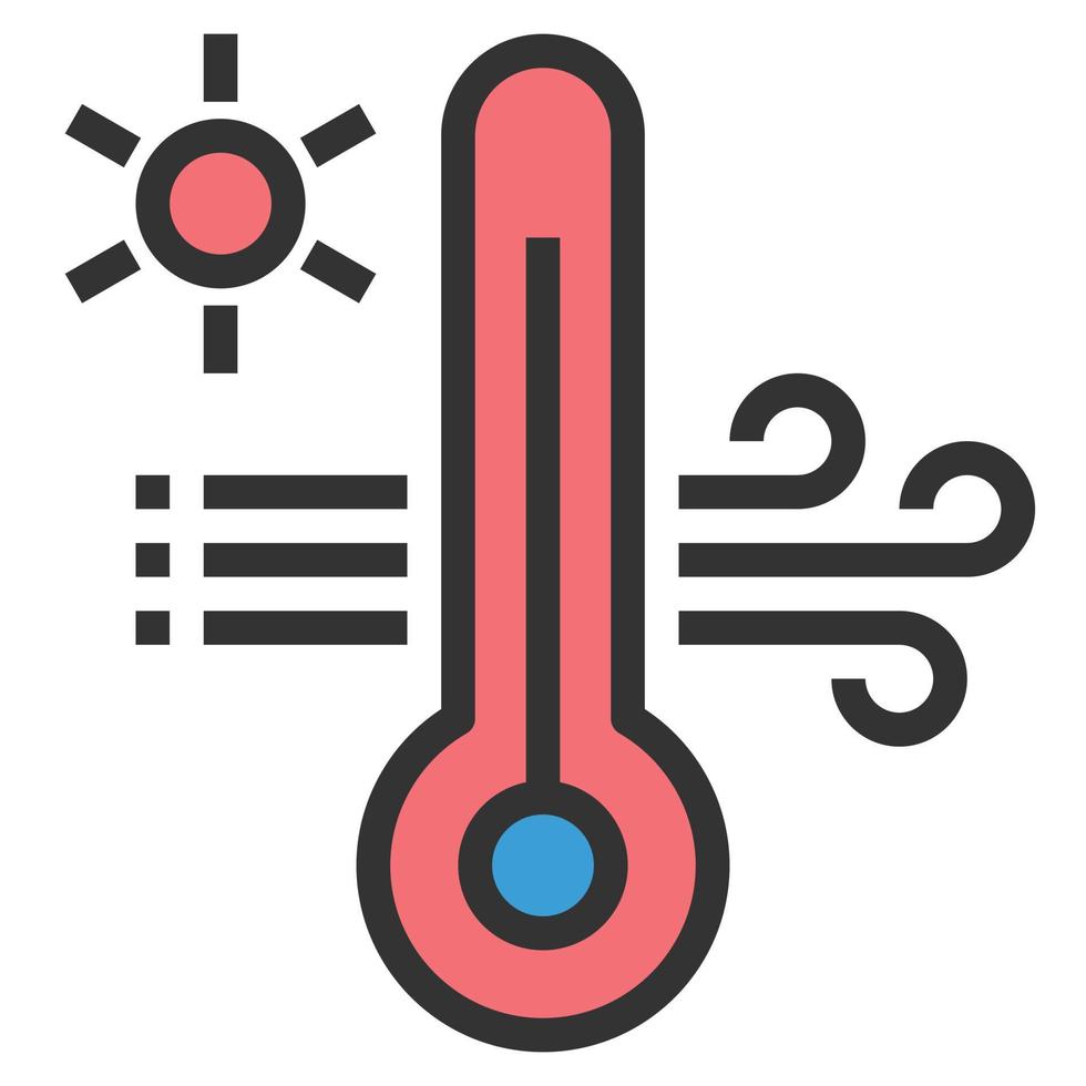 ilustración de vector de icono de temperatura caliente.