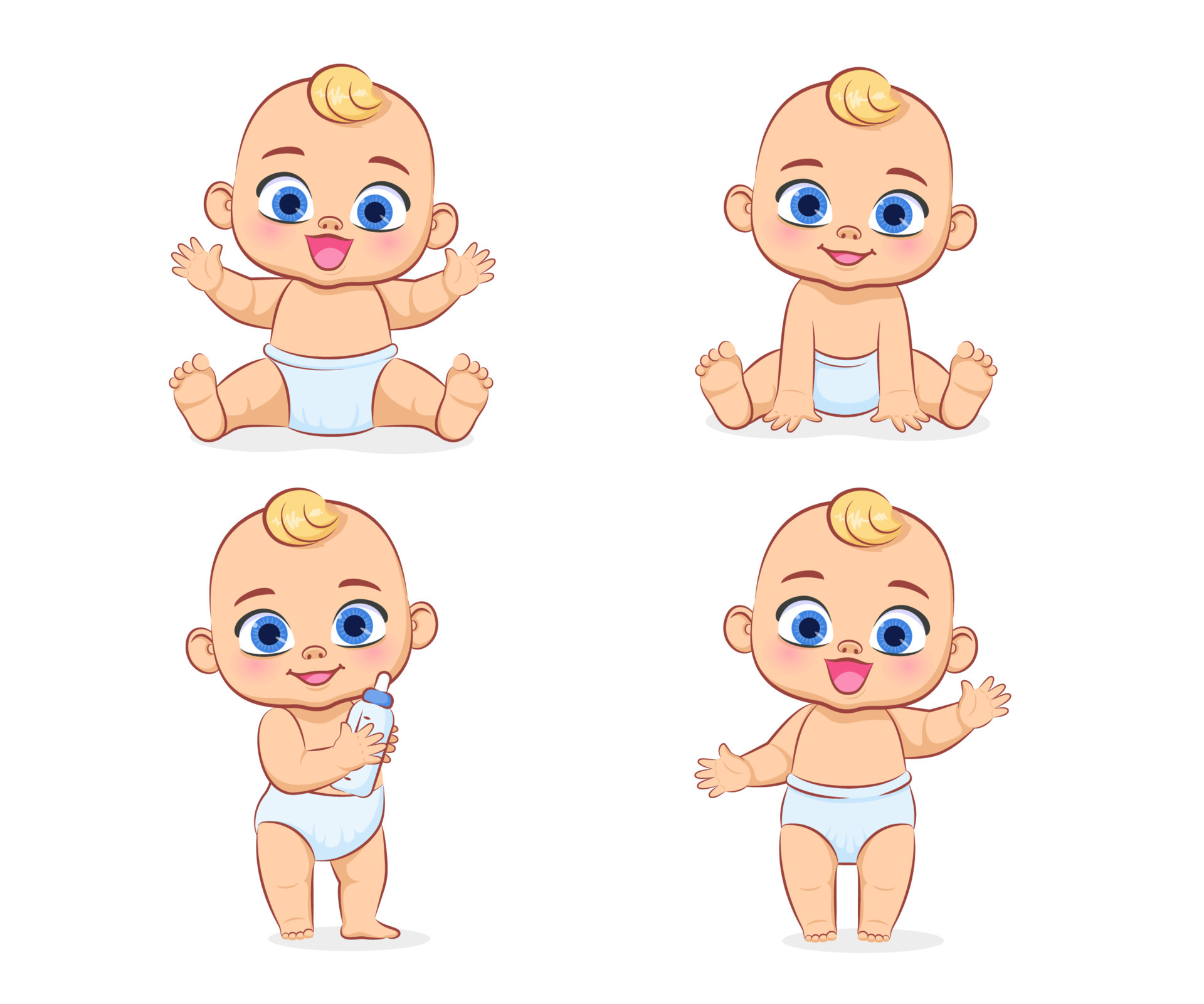 Cute baby in a diaper. Boy. A set of vector cartoon illustrations . 6689962 Vector Art at Vecteezy Cute baby in a diaper. Boy. A set of vector cartoon illustrations . 6689962 Vector Art at Vecteezy