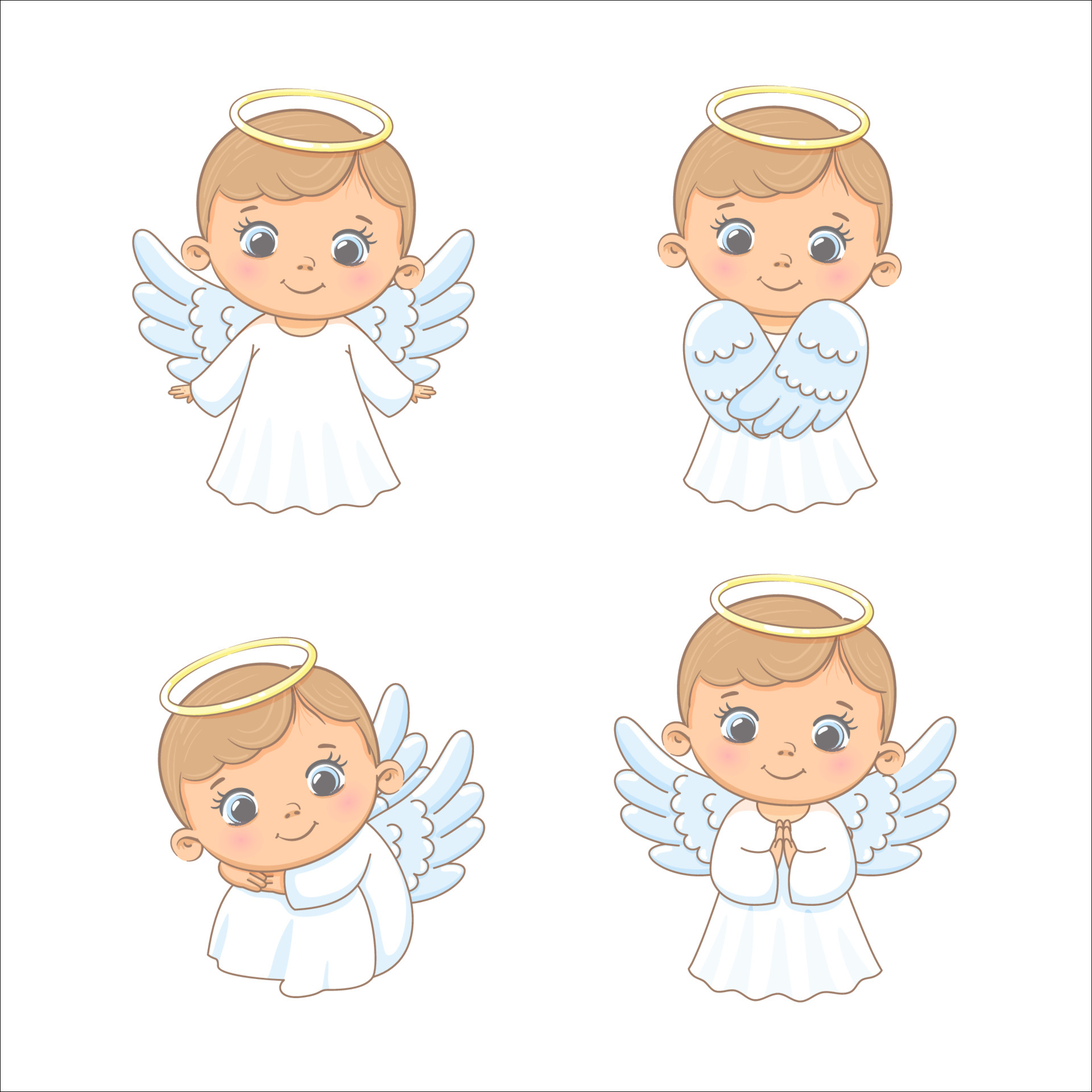 A set of cute angel boy. Vector illustration of a cartoon. 6689985 Vector  Art at Vecteezy