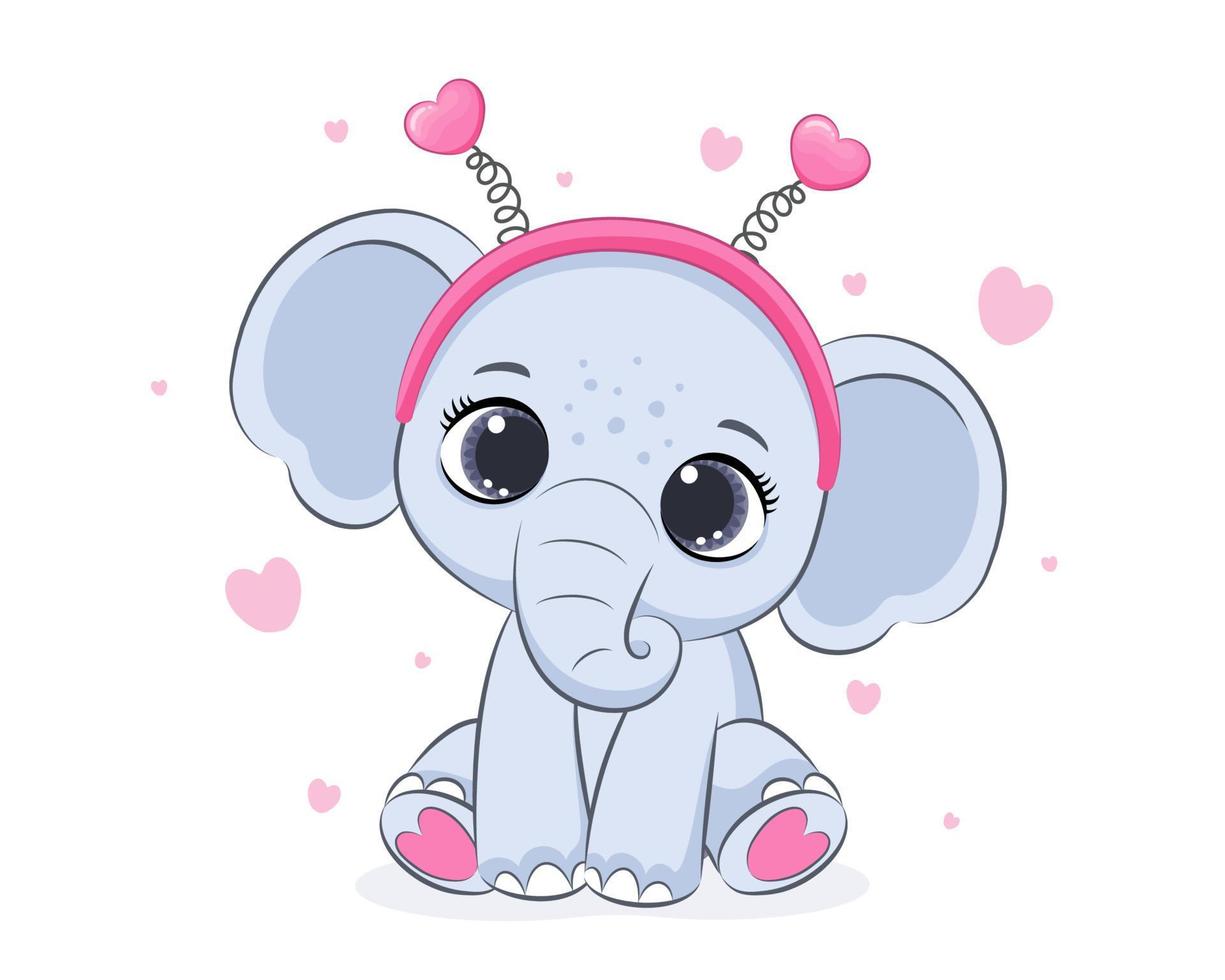 Cute elephant for Valentine's Day. Vector illustration of a cartoon.