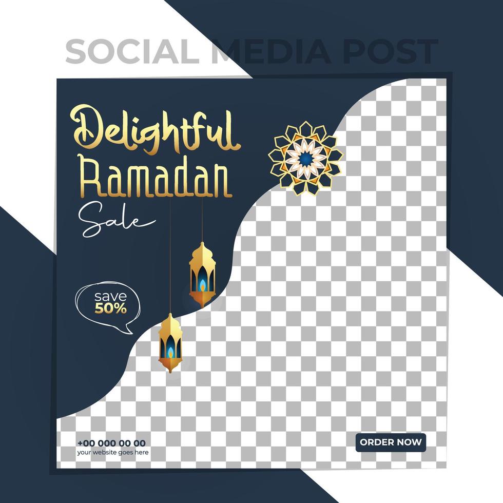 increíble y encantadora publicación en redes sociales de venta de ramadán vector