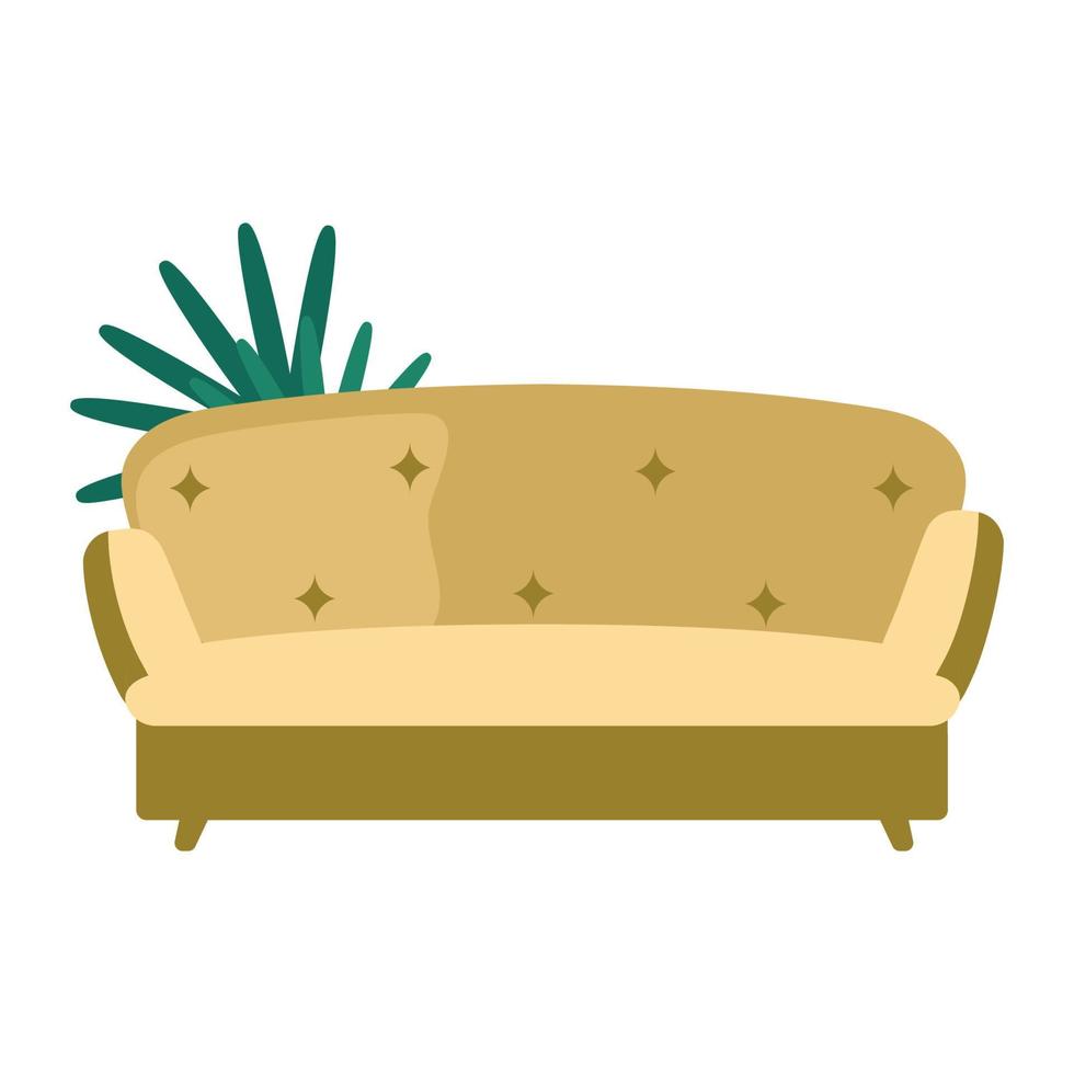 Mustard yellow couch semi flat color vector object