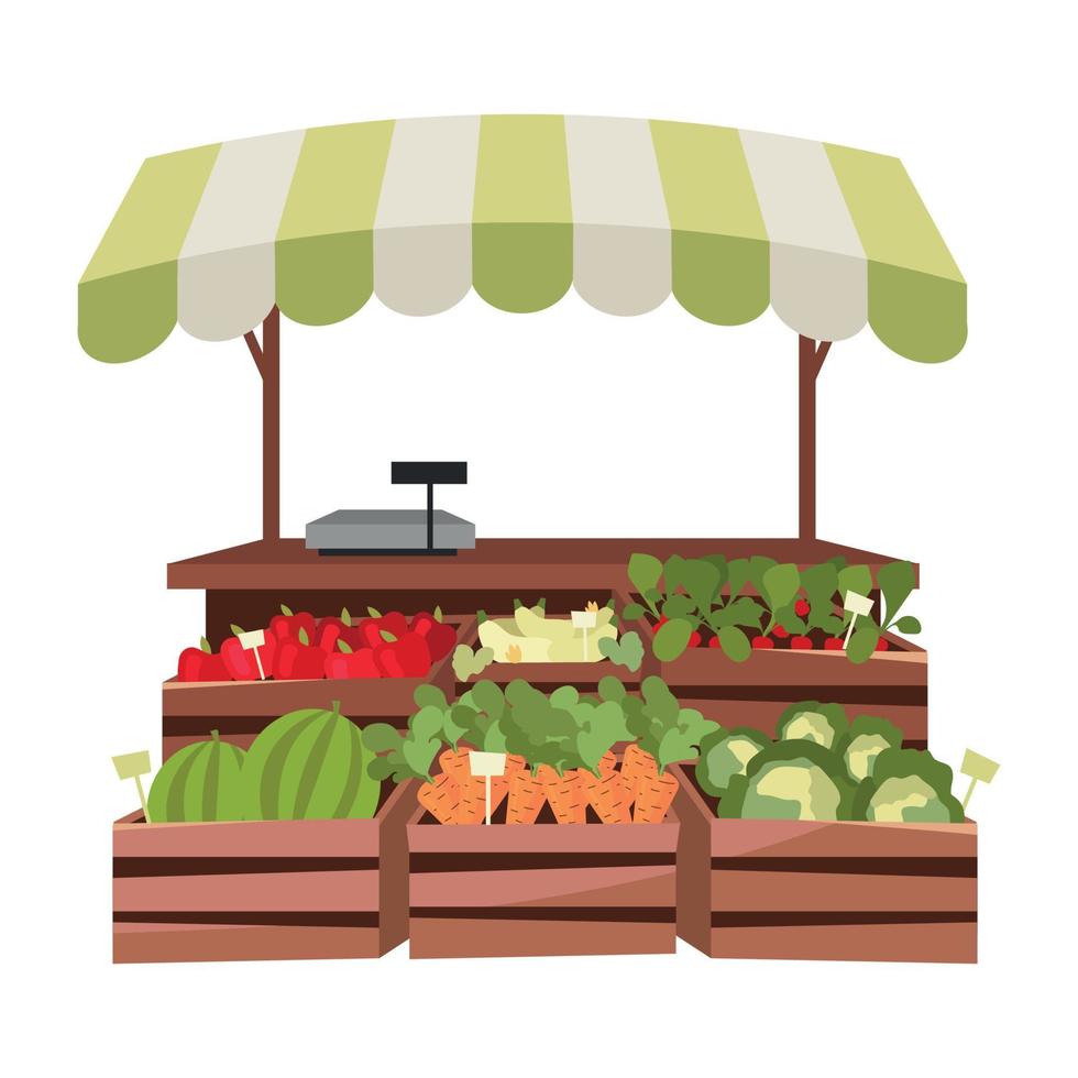 Vegetable stand semi flat color vector object