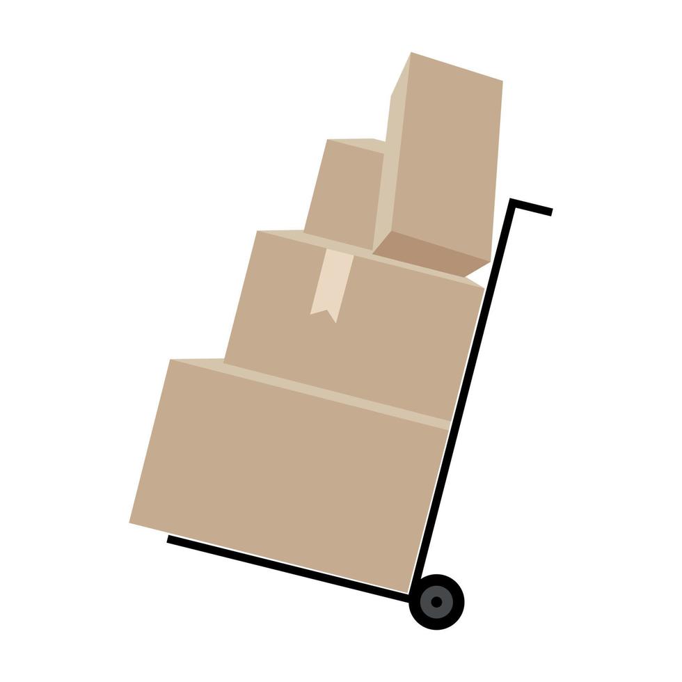 Trolley with parcels semi flat color vector object