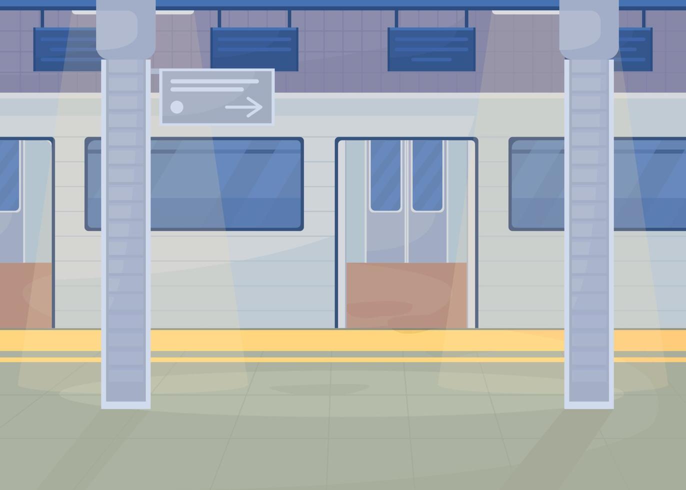 Subway station flat color vector illustration