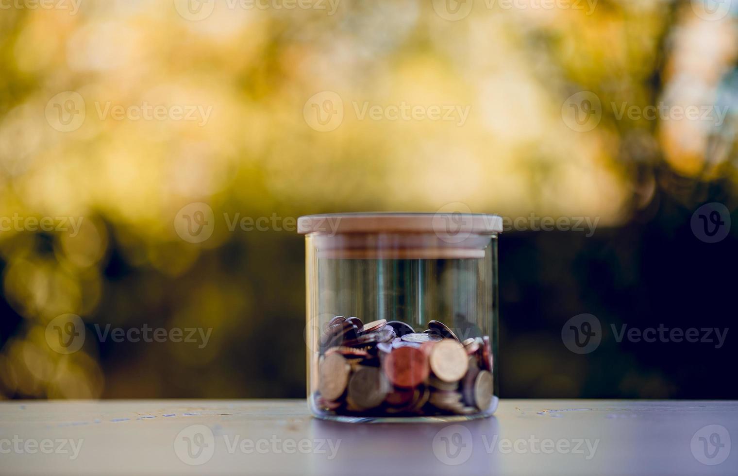 Image of coin value Concept of saving money for future friends With copy space photo