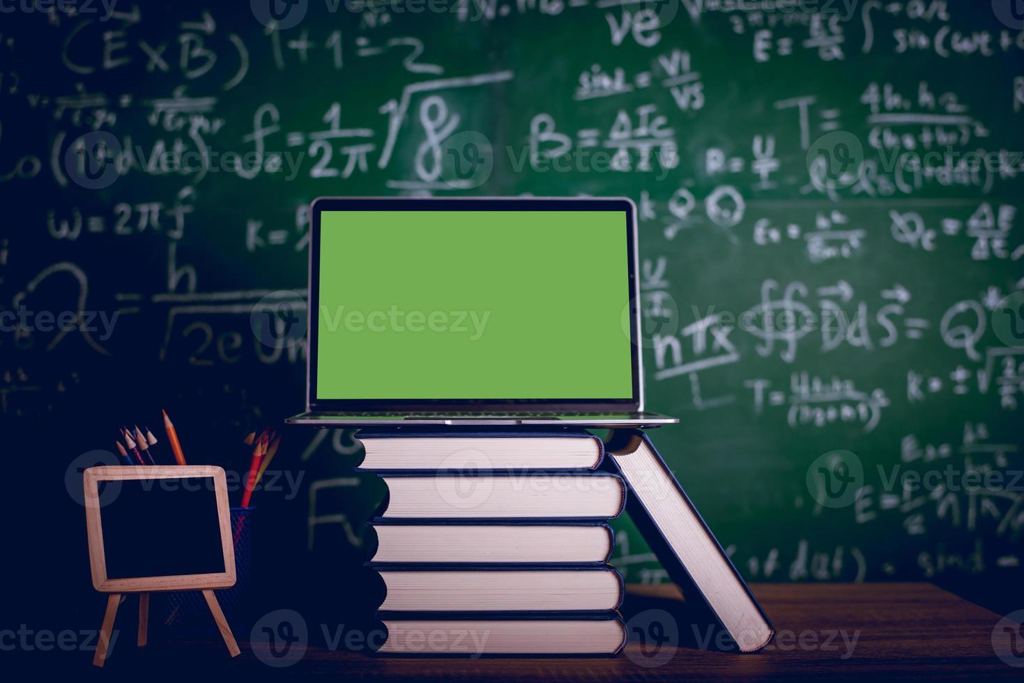 Educational equipment, boards and books Education concept With copy space photo