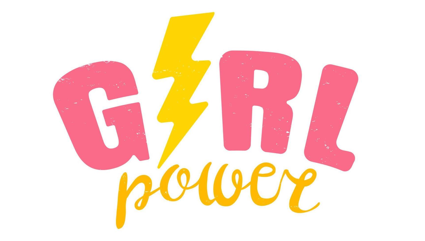 cartel de girl power con cinta rosa vector