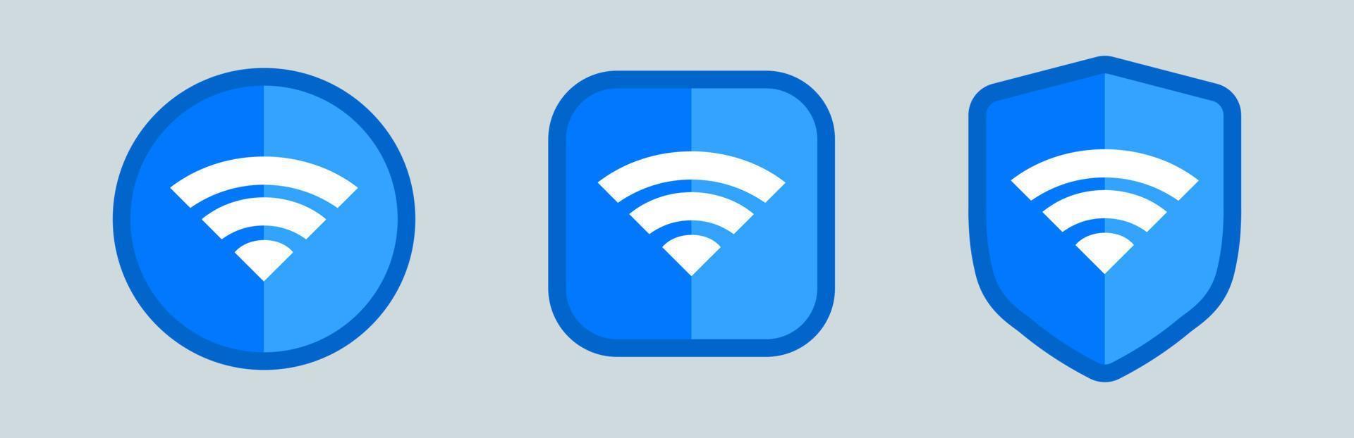 Wireless and wifi icon or sign for remote internet access. Different blue wifi icon set. vector