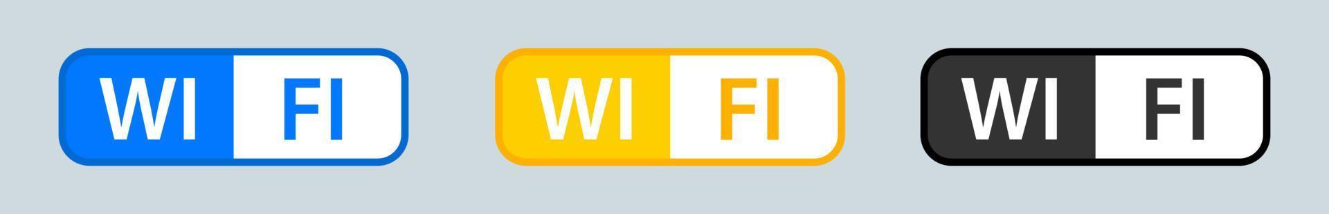 Wireless and wifi icon or sign for remote internet access. Different colors wifi icon set. vector