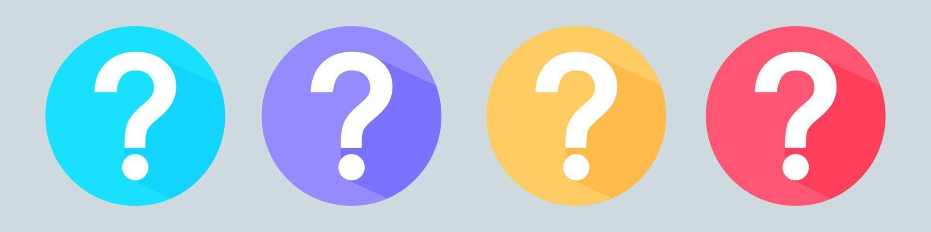 Question mark icon set. Colorful help sign speech bubble. vector