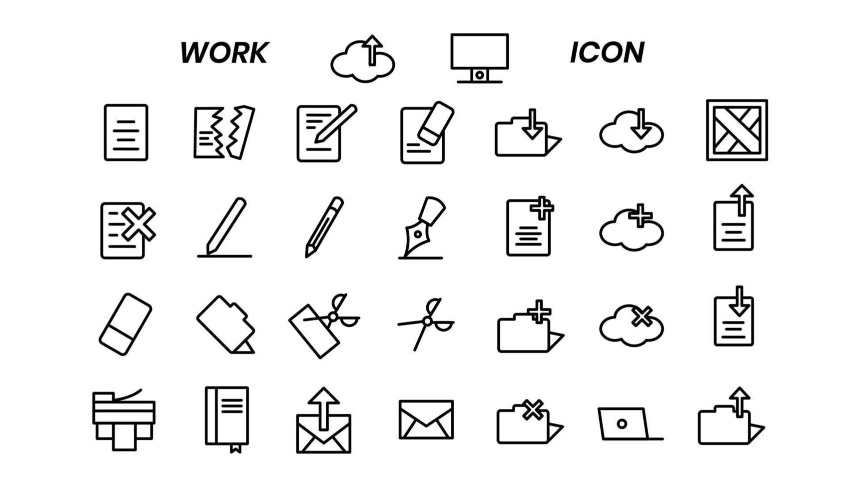 Linestyle work icon set vector