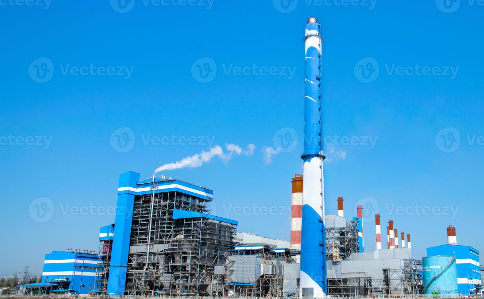 Heavy industry coal-fired electrical power plant generation with pollution, factory Coal powerplant generation generates Co2 to the environment. Ecosystem and healthy environment. photo