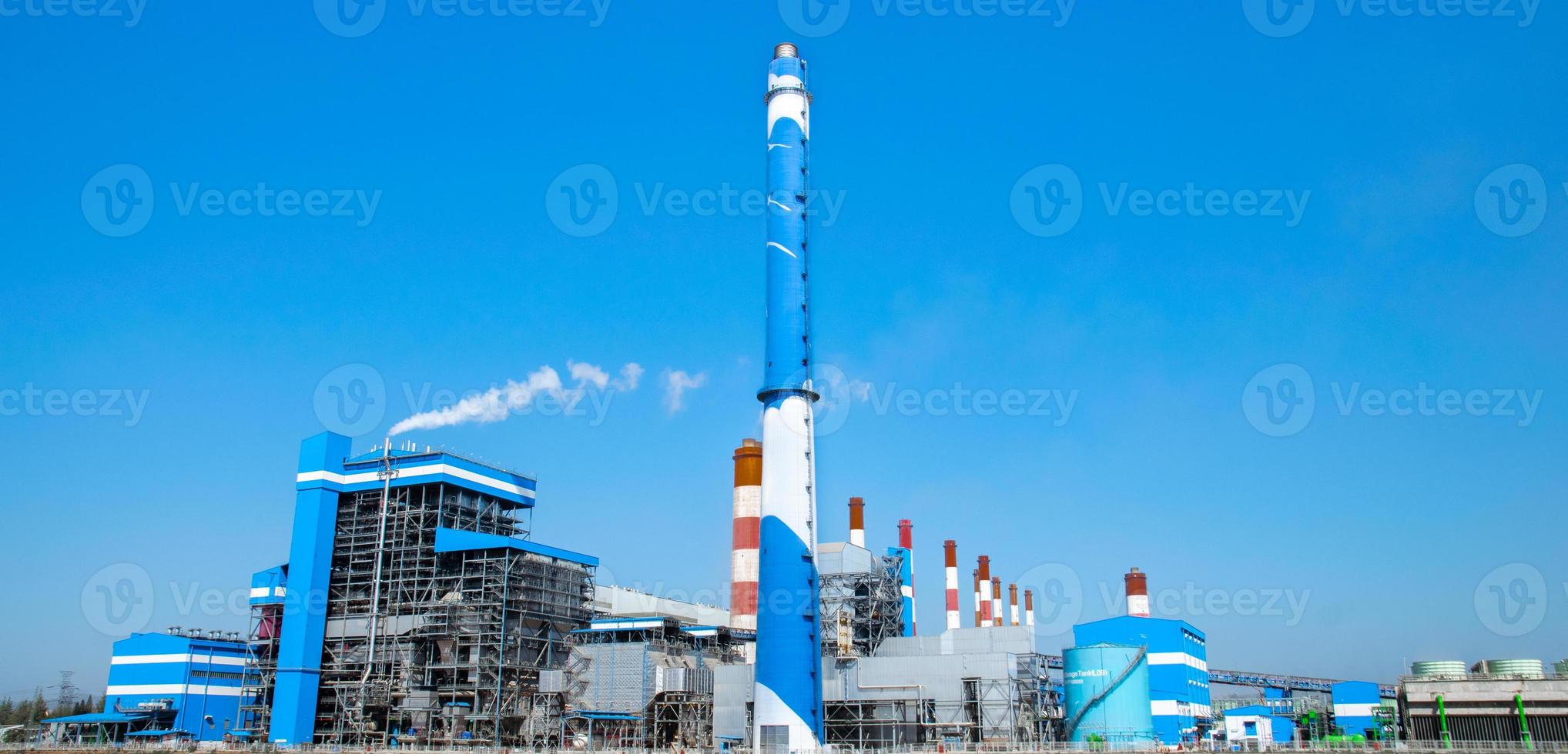 Heavy industry coal-fired electrical power plant generation with pollution, factory Coal powerplant generation generates Co2 to the environment. Ecosystem and healthy environment. photo