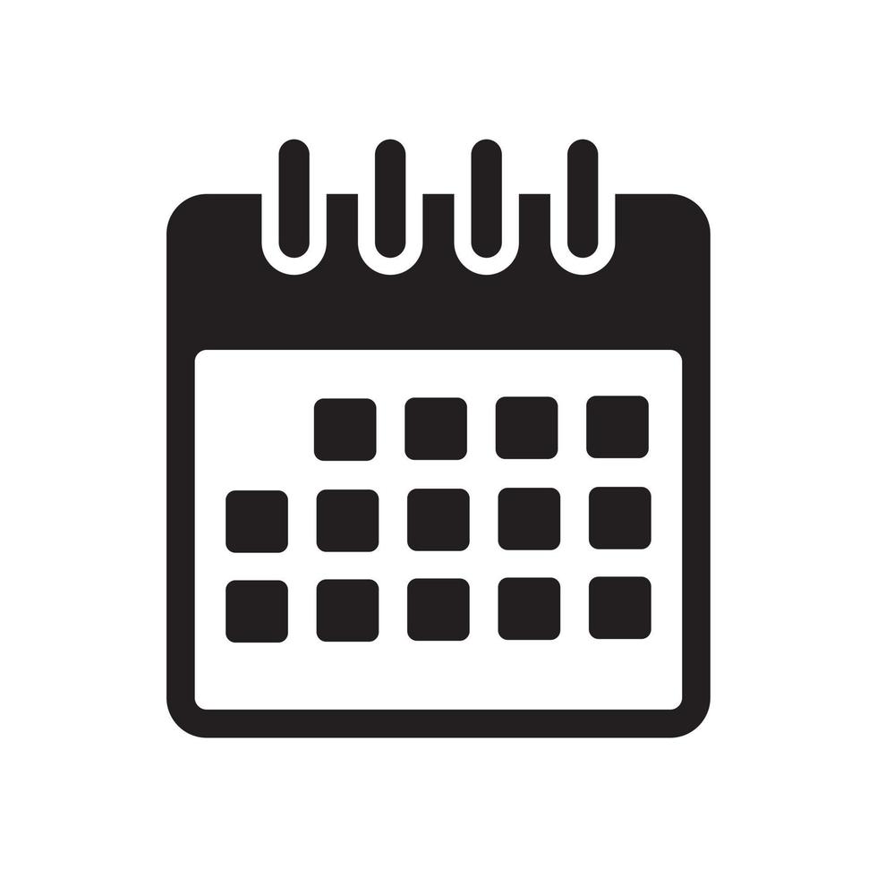 fecha del calendario, negocio de notas de fecha, plantilla de icono de evento de oficina color negro editable. ilustración de vector plano de símbolo de fecha de calendario para diseño gráfico y web.