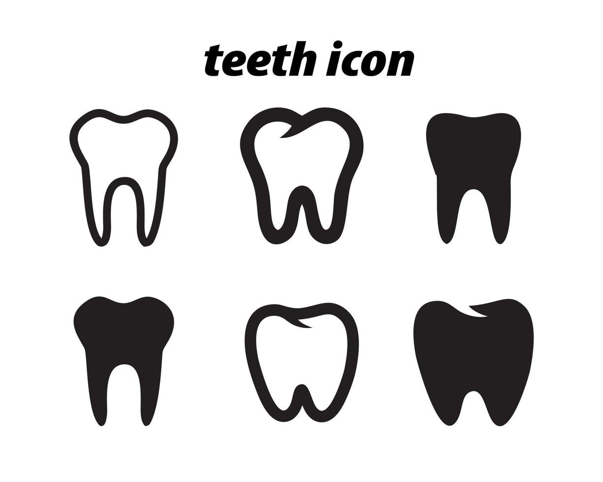 plantilla de icono de dientes color negro editable. vector