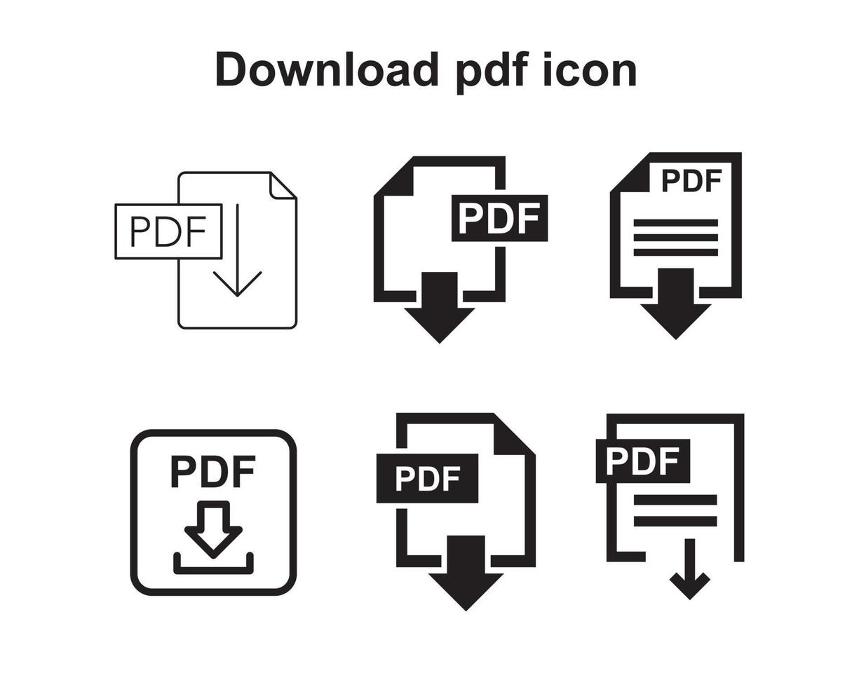 descargar plantilla de icono de pdf editable en color negro. descargar pdf icono símbolo vector plano signo aislado sobre fondo blanco. ilustración de vector de logotipo simple para diseño gráfico y web.