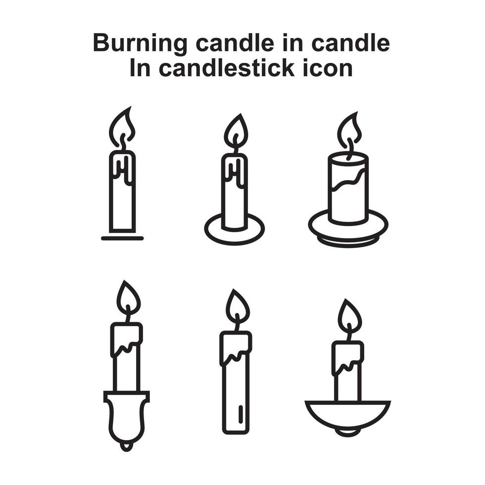 Burning candle in candle stick line icon template black color editable. candle stick line icon symbol Flat vector illustration for graphic and web design.