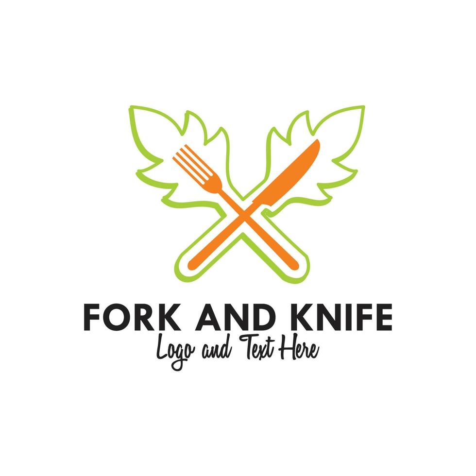 fork and knife logo. Fork and knife crossed icon logo. Flat shape restaurant or cafe place sign. Utensil across. Kitchen and diner menu button symbol. vector