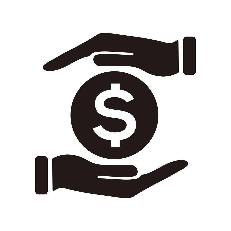 save money icon, salary money, invest finance, hand holding dollar, line symbols on white background vector