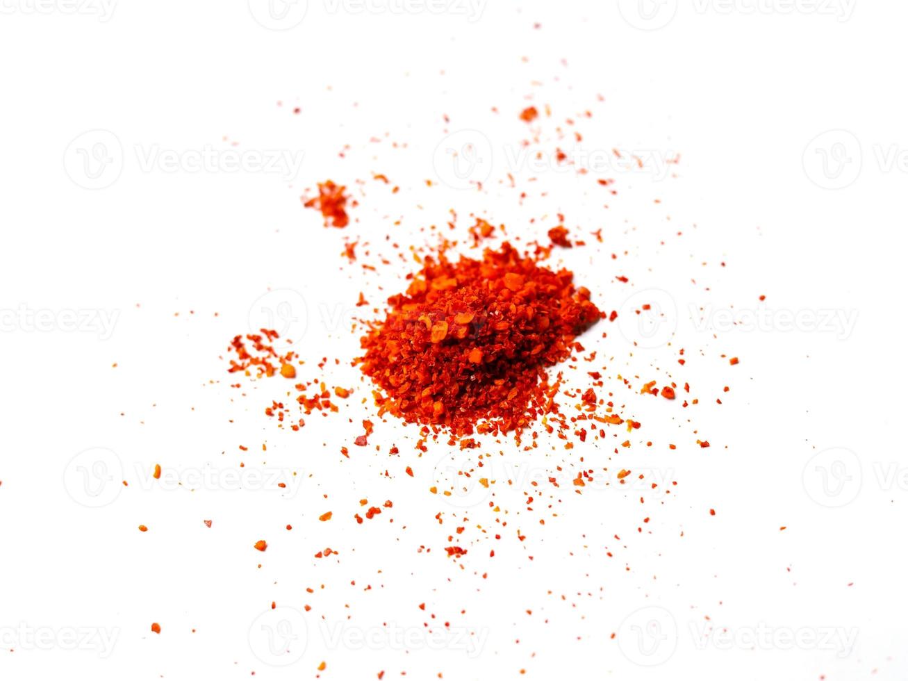 pile red paprika powder or cayenne pepper is spicy flavored food. photo