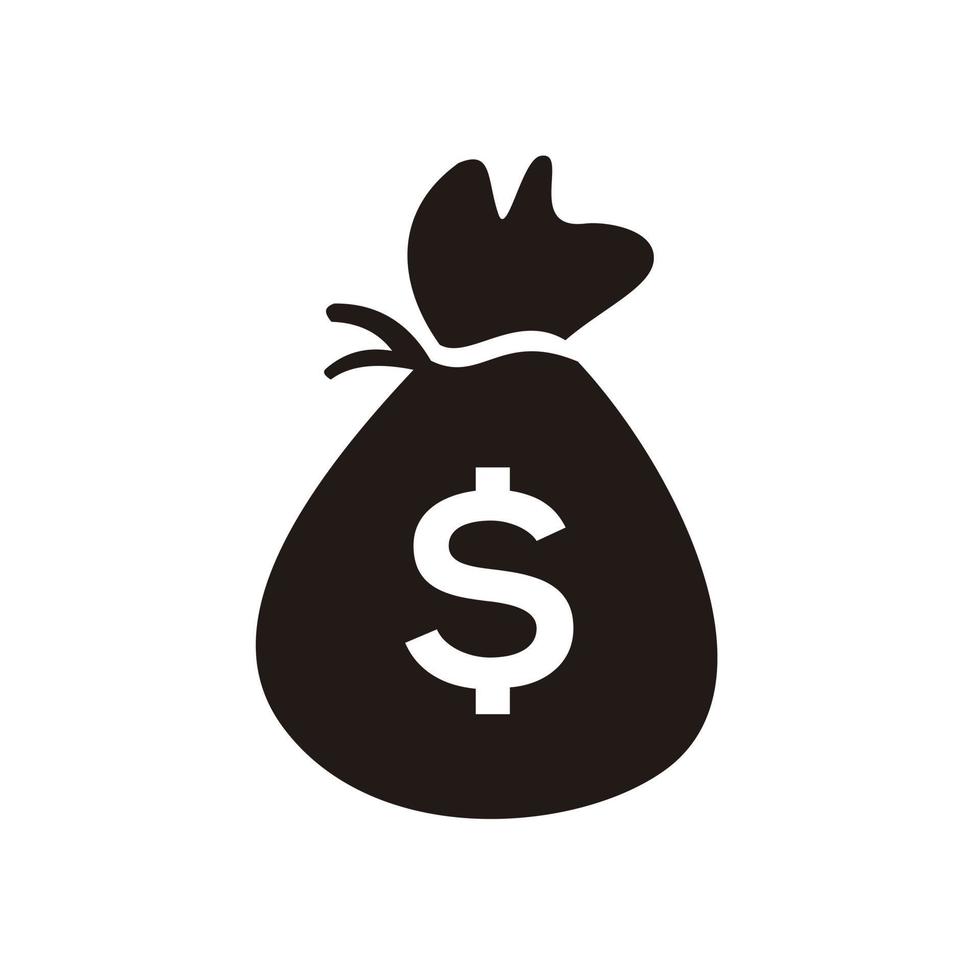 Saco de ilustración de icono de vector de dinero. icono plano de bolsa de dinero