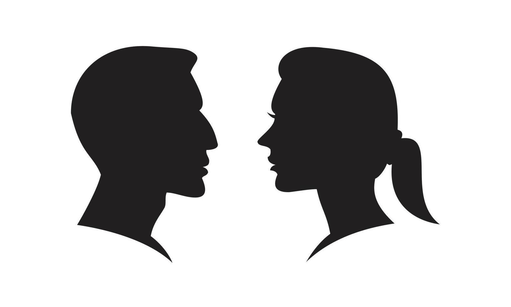 hombre y mujer silueta cara a cara vector icono plantilla color negro editable. hombre y mujer silueta cara a cara vector icono símbolo plano vector ilustración para diseño gráfico y web.