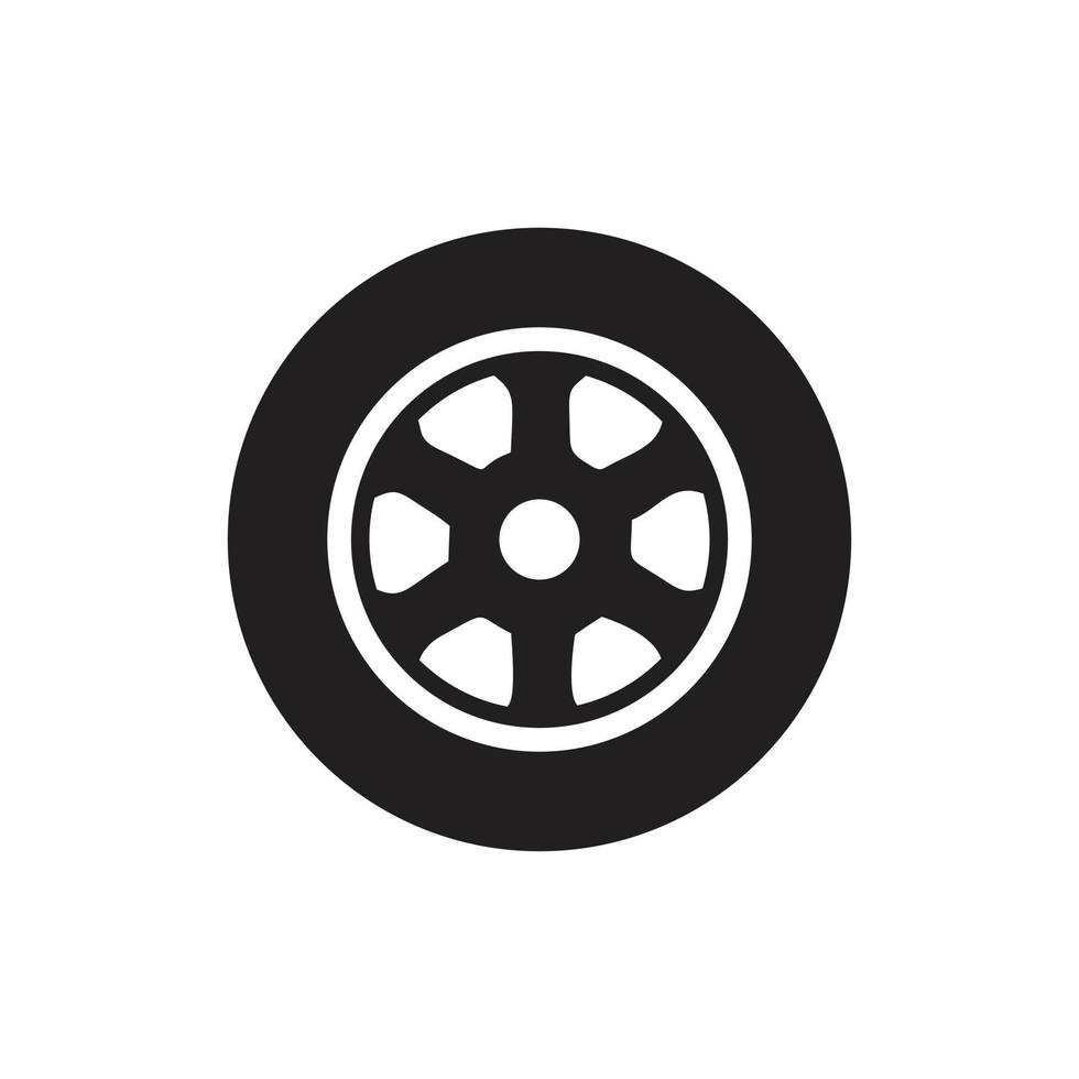 plantilla de icono de rueda de neumático color negro editable. ilustración de vector plano de símbolo de icono de rueda de neumático para diseño gráfico y web.